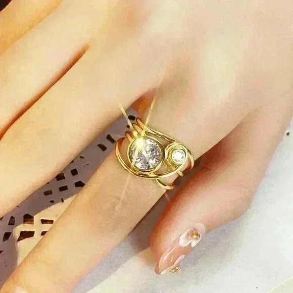 New 18k Gold Over Sterling Silver 2ct Diamond Ring - Picture 5 of 6